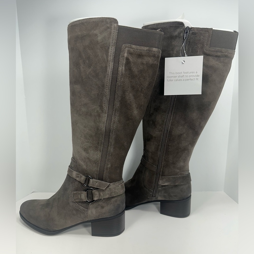 NWT - Naturalizer Wide Foot Wide Calf Tall Shaft Suede Boots - Steel Gray - Picture 7 of 11